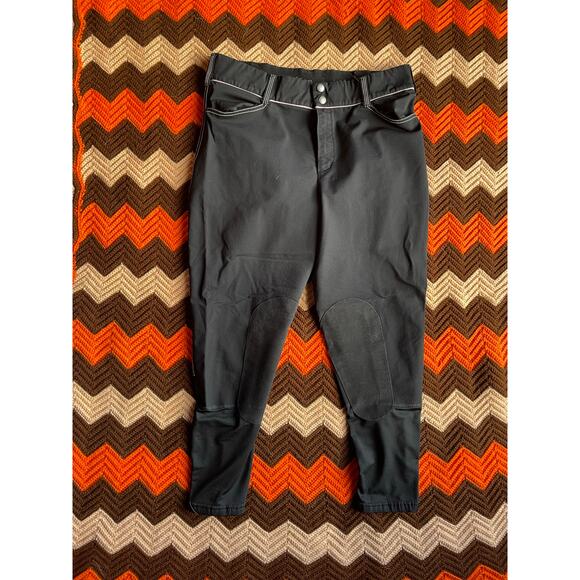 Irideon Pants - Irideon Black With Pink Piping Knee Patch Riding Breeches - sz L